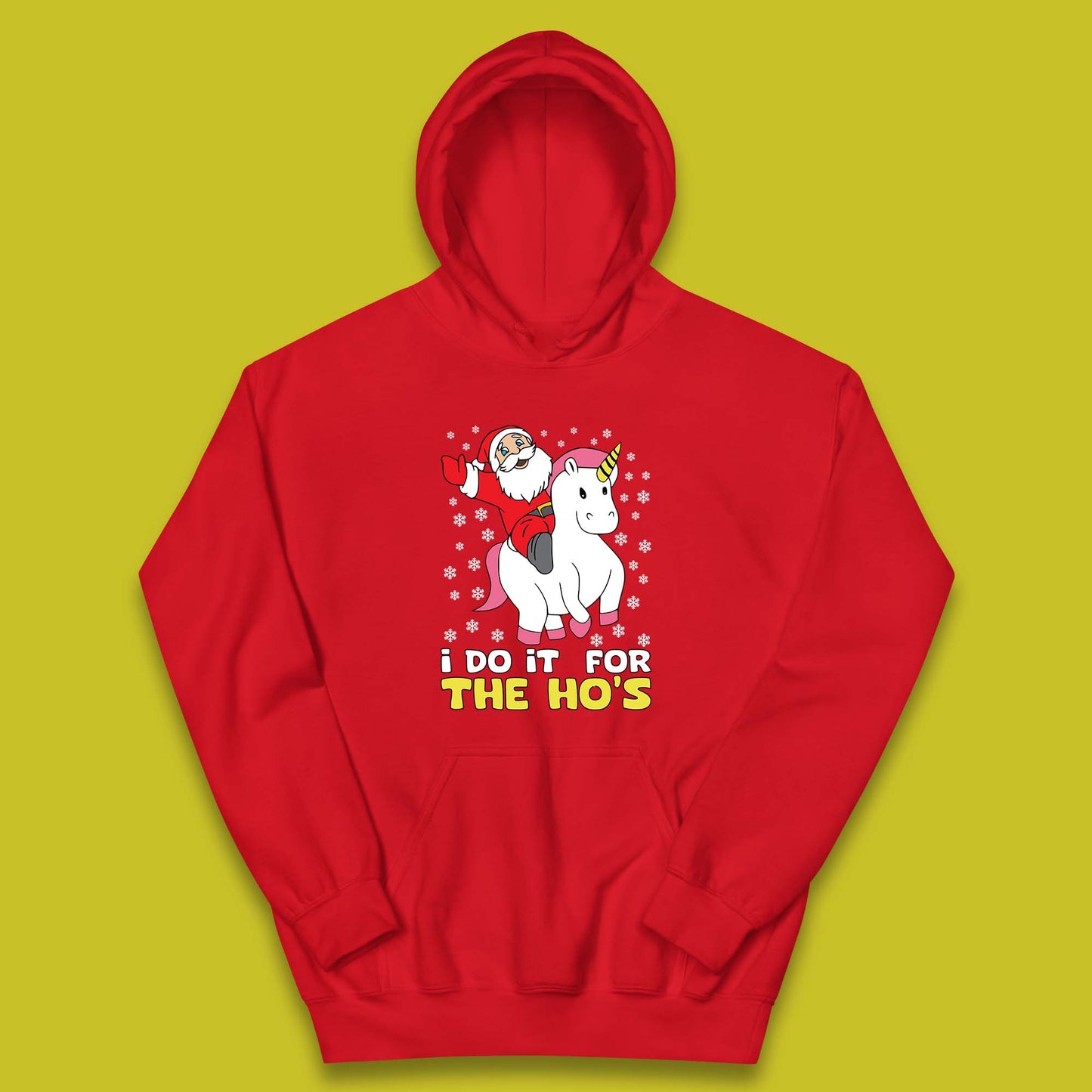 santa riding unicorn kids hoodie