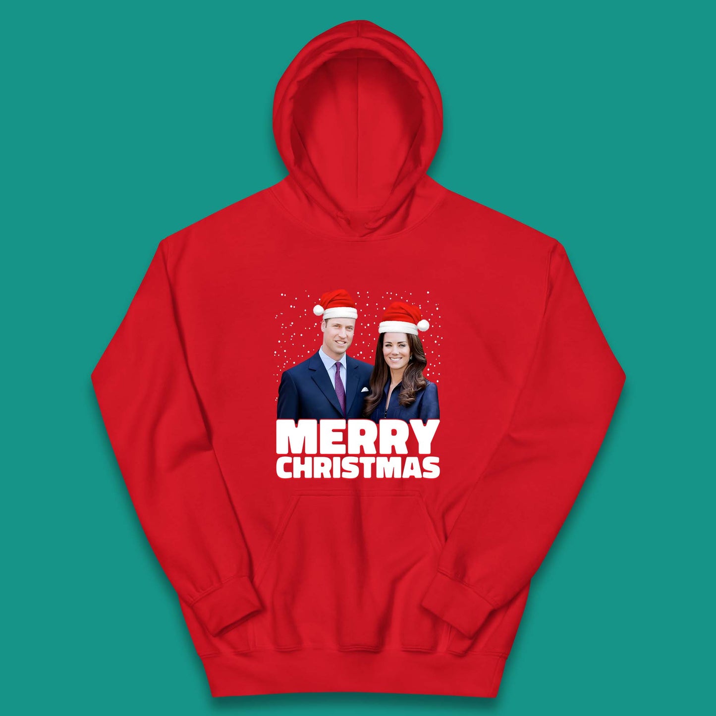 Prince William & Kate Merry Christmas Kids Hoodie
