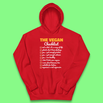 The Vegan Checklist Vegan Activism Funny Pro Vegetarian Checklist Kids Hoodie