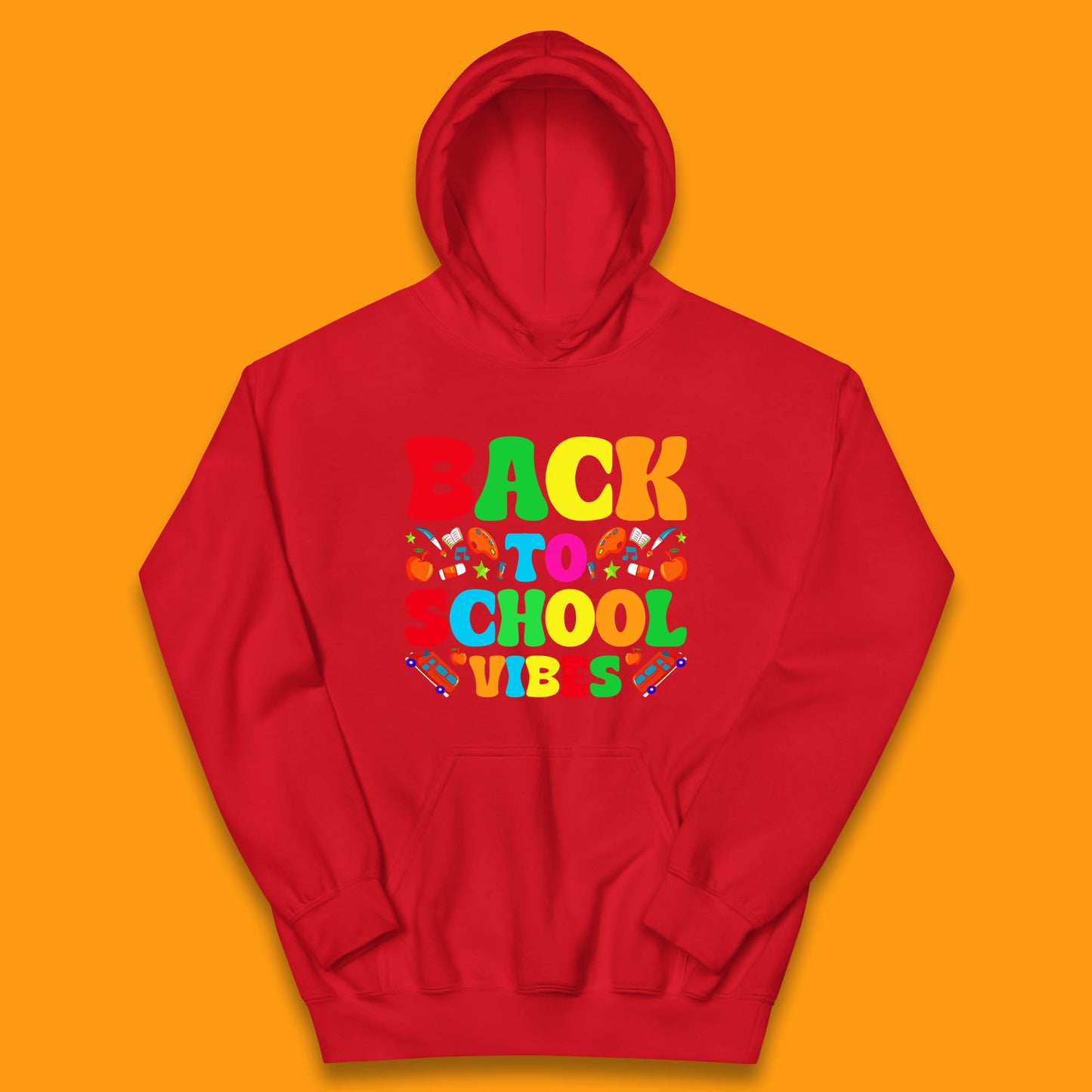 Back To School Vibes Happy First Day Of School Retro School Life Kids Hoodie