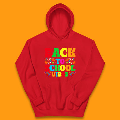 Back To School Vibes Happy First Day Of School Retro School Life Kids Hoodie