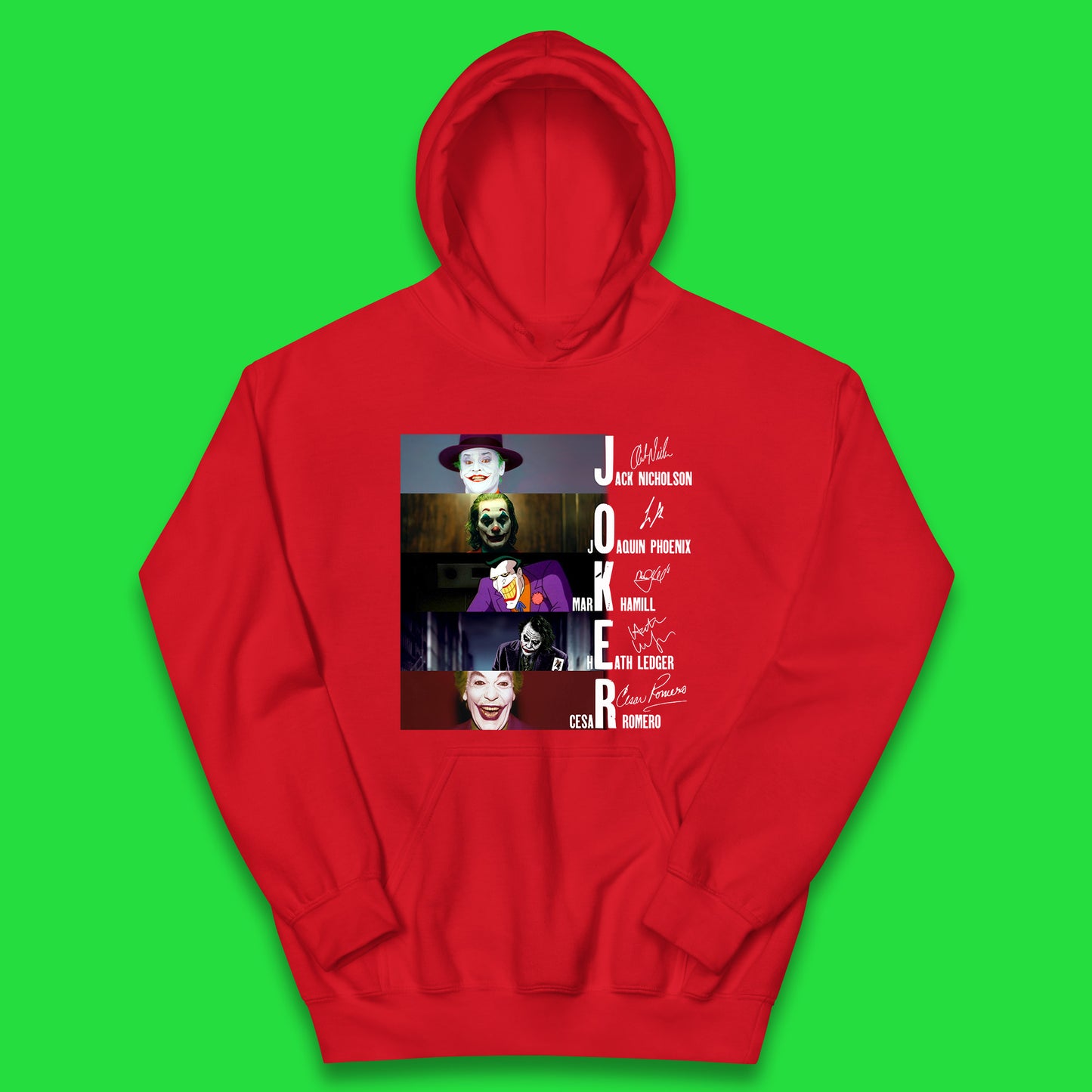 Joker All Movie Characters Full Autograph By Signed The Actors Poster Joker Greatest Villains Signatures Kids Hoodie
