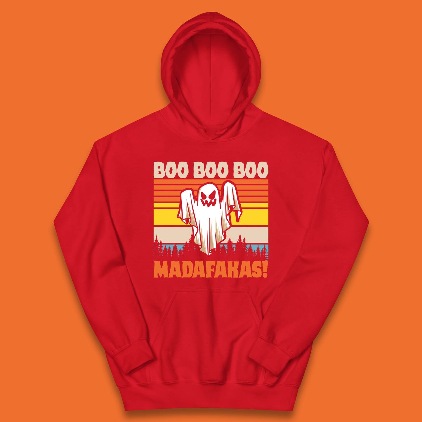 Ghost Say Boo Boo Boo Madafakas Halloween Vintage Horror Scary Boo Ghost Kids Hoodie