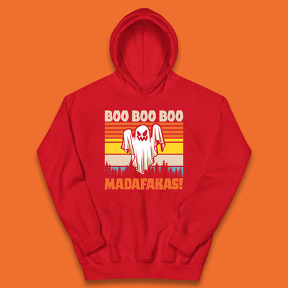 Ghost Say Boo Boo Boo Madafakas Halloween Vintage Horror Scary Boo Ghost Kids Hoodie