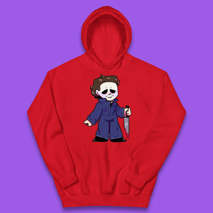 Chibi Michael Myers Holding Bloody Knife Halloween Serial Killer Horror Movie Character Kids Hoodie