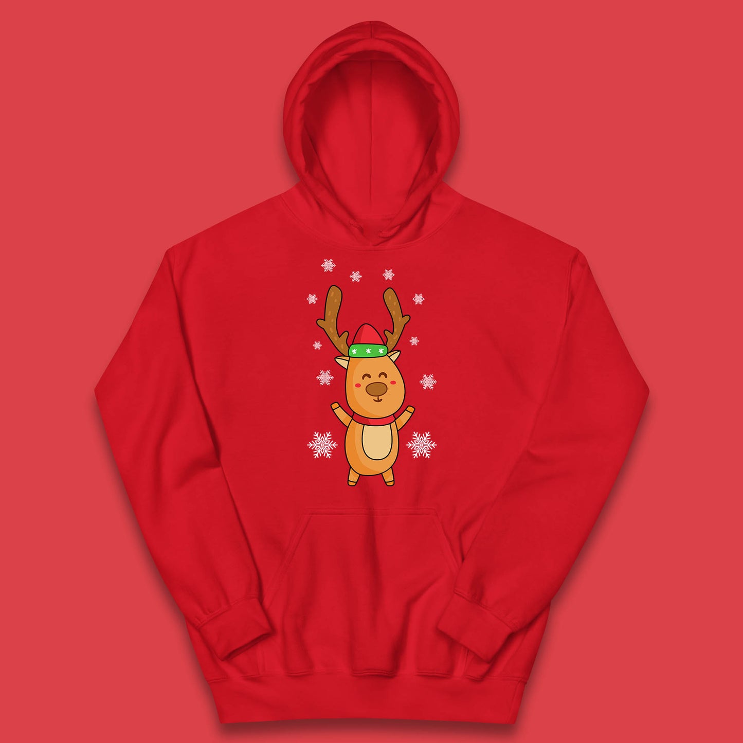 christmas reindeer with santa hat hoodie