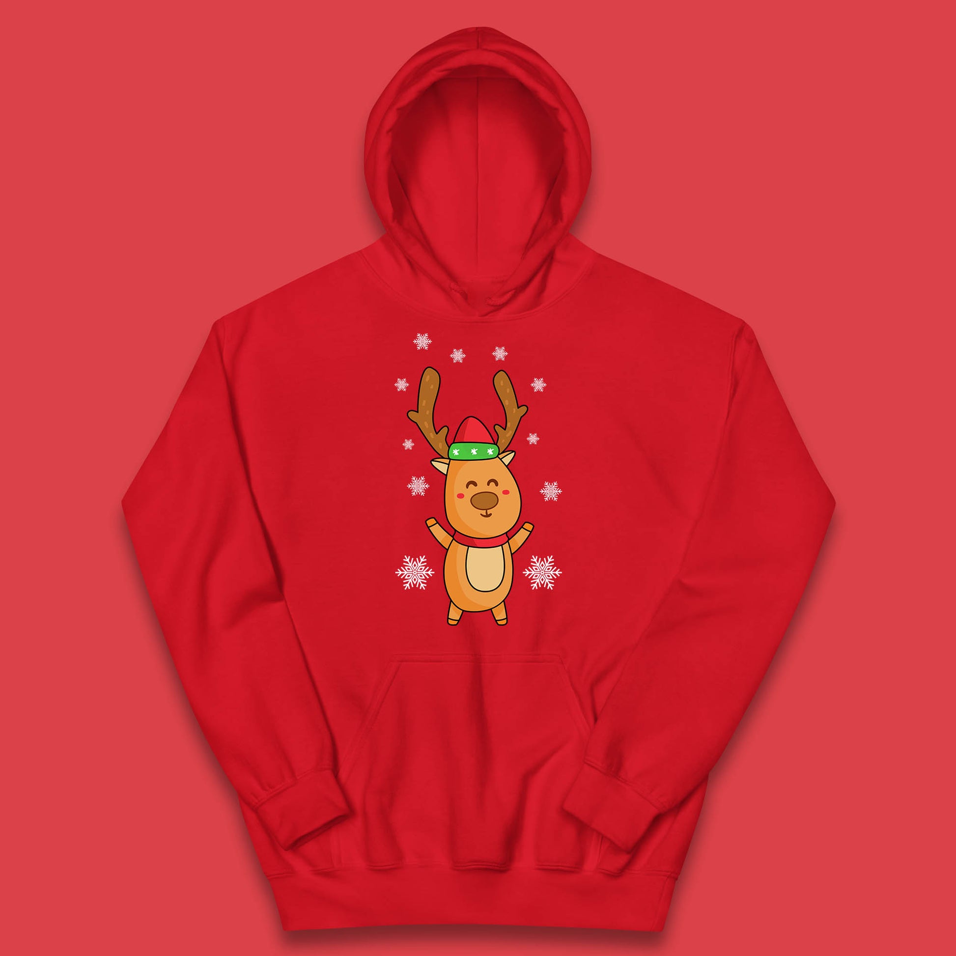 christmas reindeer with santa hat hoodie