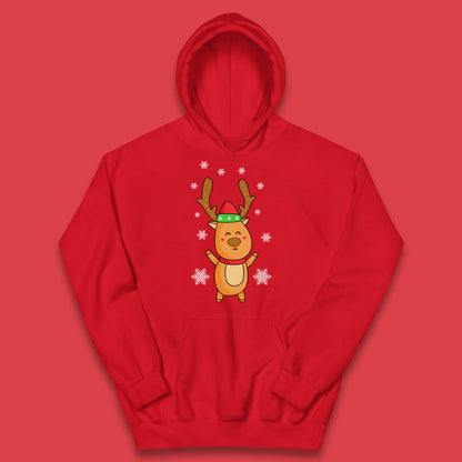 christmas reindeer with santa hat hoodie