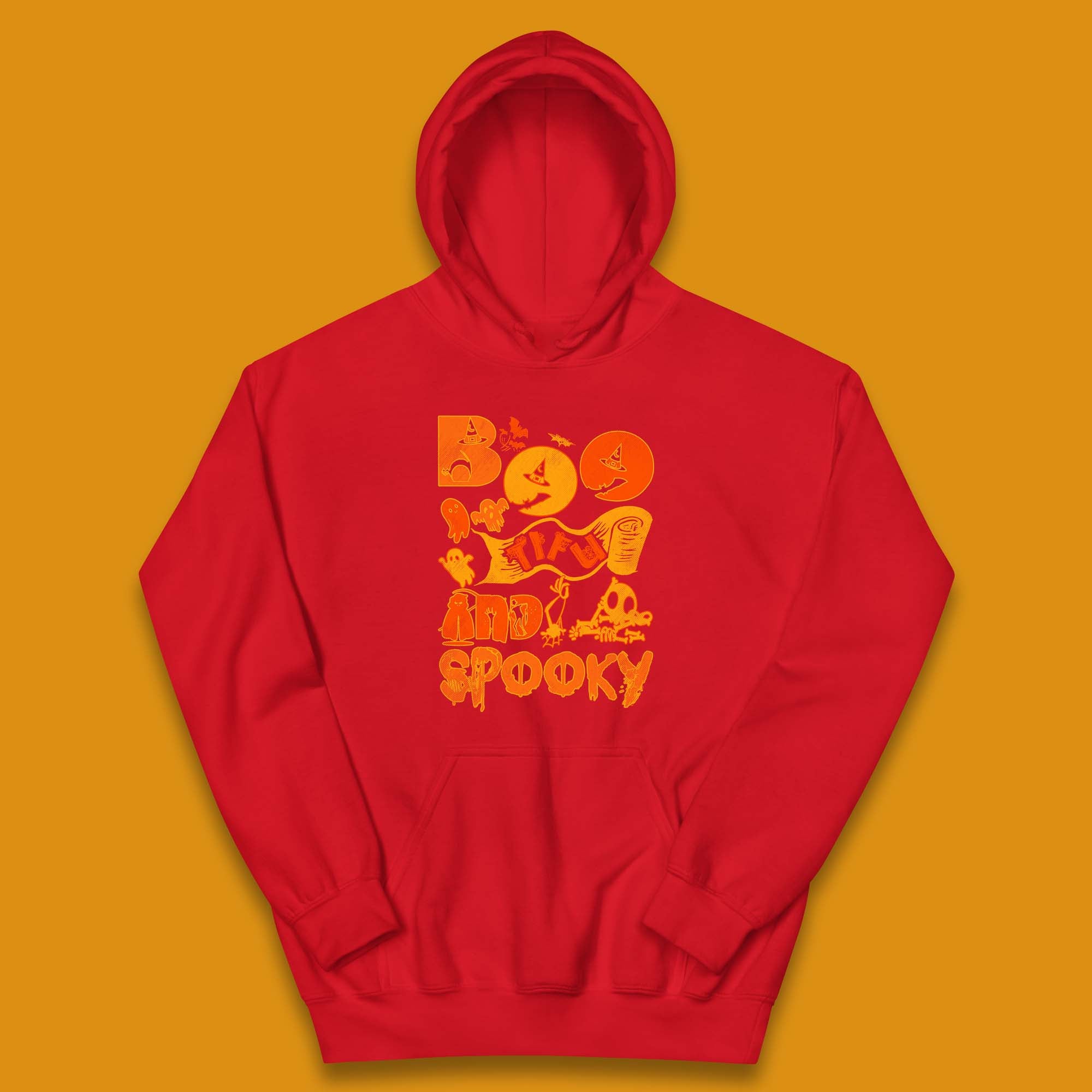 Boo Tiful and Spooky Halloween Horror Scary Boo Ghost Spooky Season Kids Hoodie