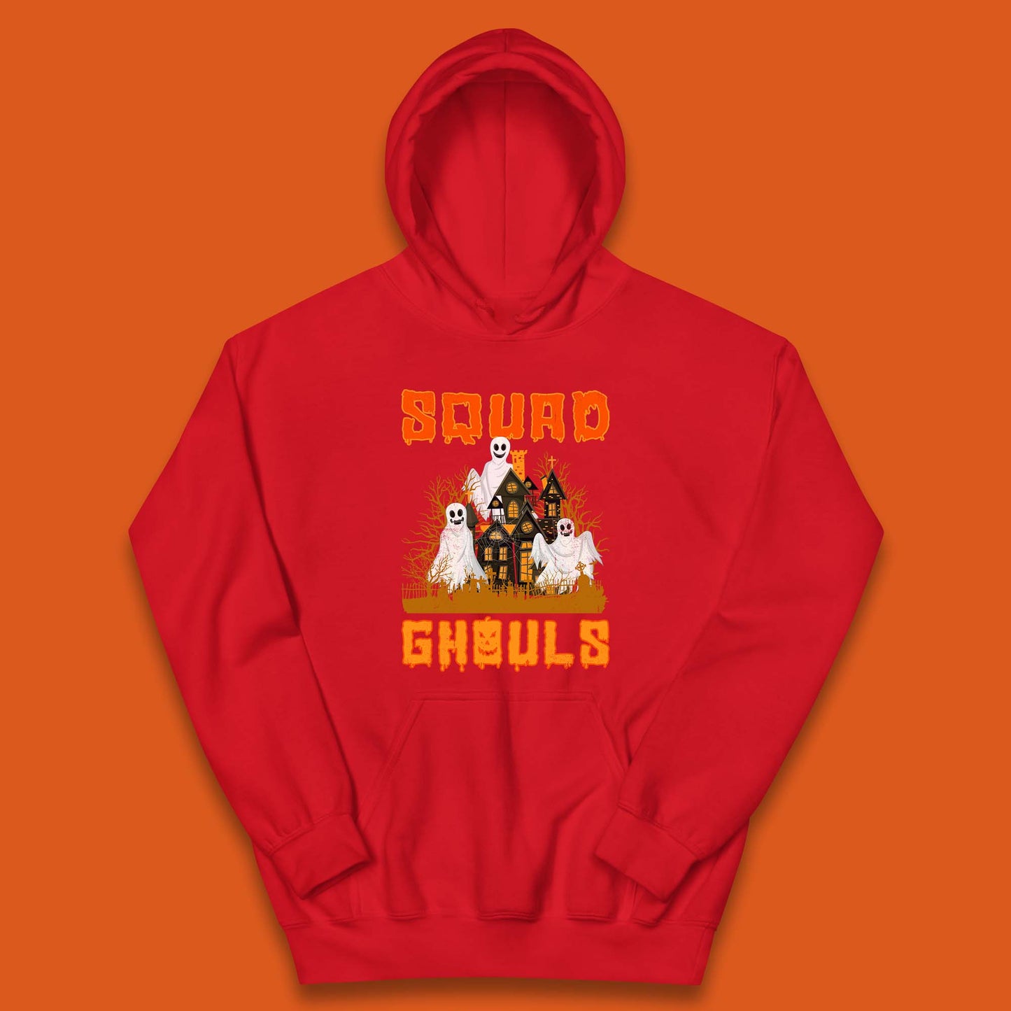 Squad Ghouls Halloween Boo Ghost Horror Scary Haunted House Kids Hoodie