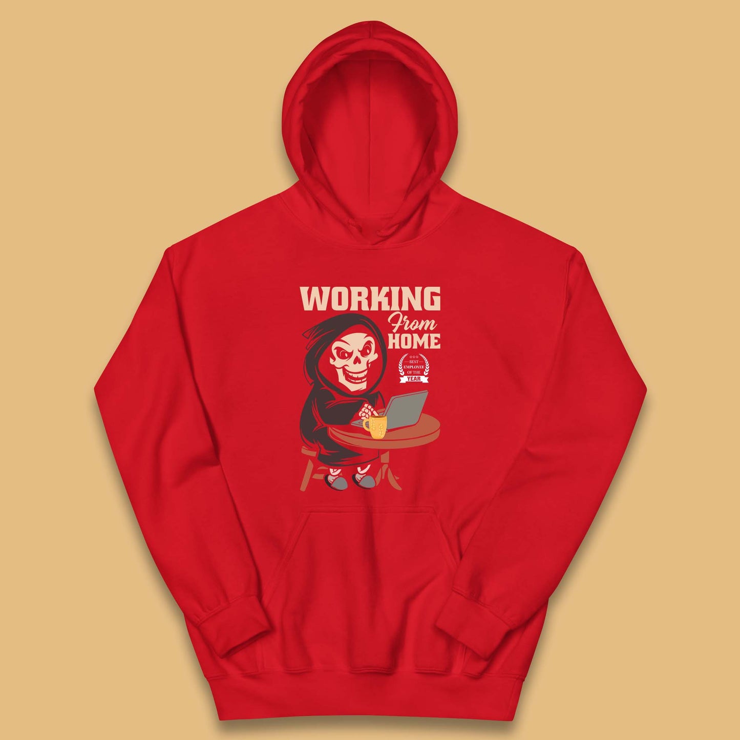 Working From Home Best Employee Of The Year Funny Death Halloween Kids Hoodie