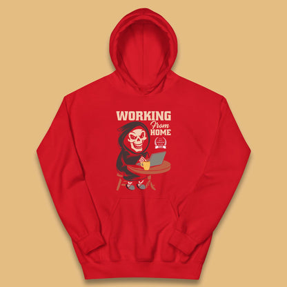 Working From Home Best Employee Of The Year Funny Death Halloween Kids Hoodie