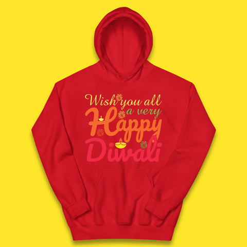 Wish You All A Very Happy Diwali Festival Of Lights Indian Diwali Holiday Celebration Kids Hoodie