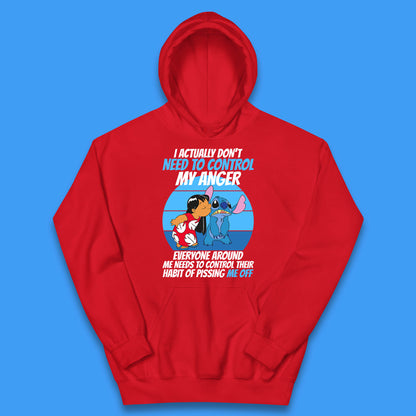 I Actually Need To Control My Anger Everyone Around My Need To Control Their Habit Of Pissing Me Off Lilo Kissing Stitch Kids Hoodie