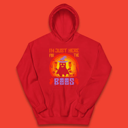 I'm Just Here For The Boos Halloween Boo Ghost Witch Hat Horror Scary Kids Hoodie