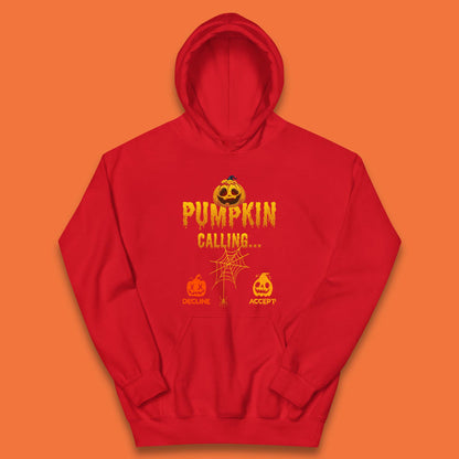 Halloween Pumpkin Calling Accept Decline Funny Jack O Lantern Horror Scary Phone Call Kids Hoodie