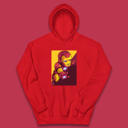 Flying Chibi Iron Man Superhero Marvel Avengers Comic Book Character Iron-Man Marvel Comics Kids Hoodie