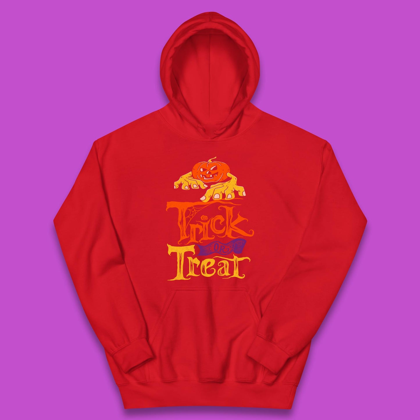 Halloween Trick Or Treat Horror Scary Evil Pumpkin With Zombie Hands Kids Hoodie