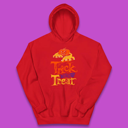Halloween Trick Or Treat Horror Scary Evil Pumpkin With Zombie Hands Kids Hoodie