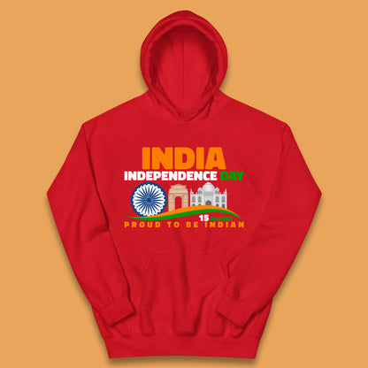 India Independence Day 15th August Proud To Be Indian Famous Monuments Of India Kids Hoodie