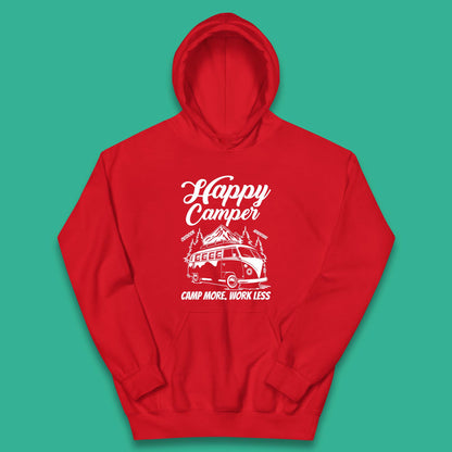 Camper Van Happy Camper Outdoor Adventure Camp More Work Less Van Life Road Trip Kids Hoodie