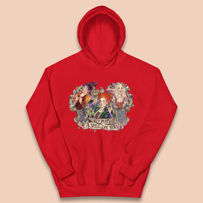 I Putt A Spell On You Halloween Sanderson Sisters Hocus Pocus Vintage Witches Kids Hoodie