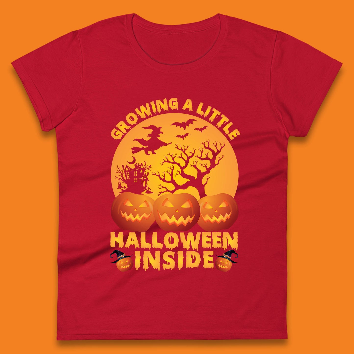 Growing A Little Halloween Inside Pregnancy Announcement Mom To Be Womens Tee Top