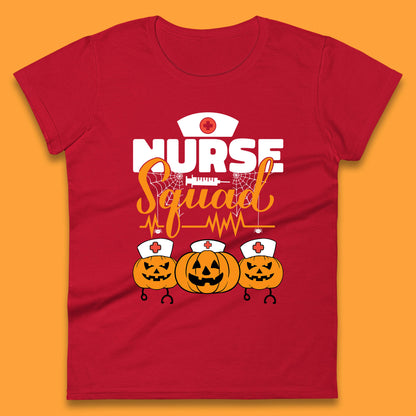 Halloween Nurse Squad Pumpkin Nursing Crew Spooky Nursing Squad Womens Tee Top