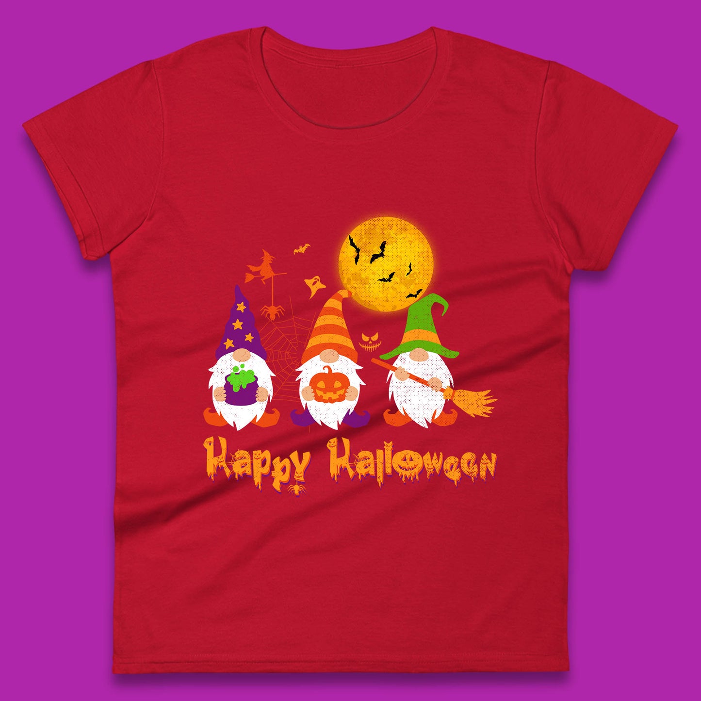 Happy Halloween Gnomies Spooky Witch Gnomes Scary Gnome Lover Womens Tee Top