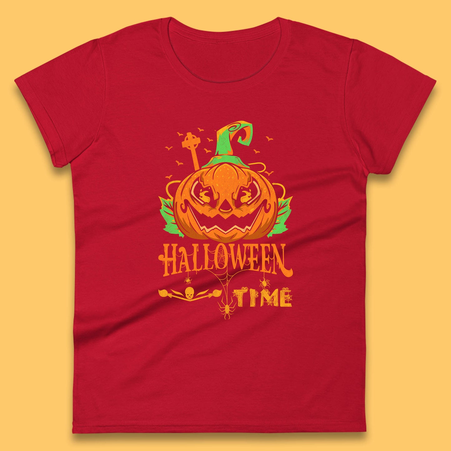 Halloween Time Scary Face Jack O Lantern Horror Pumpkin Halloween Scary Night Womens Tee Top