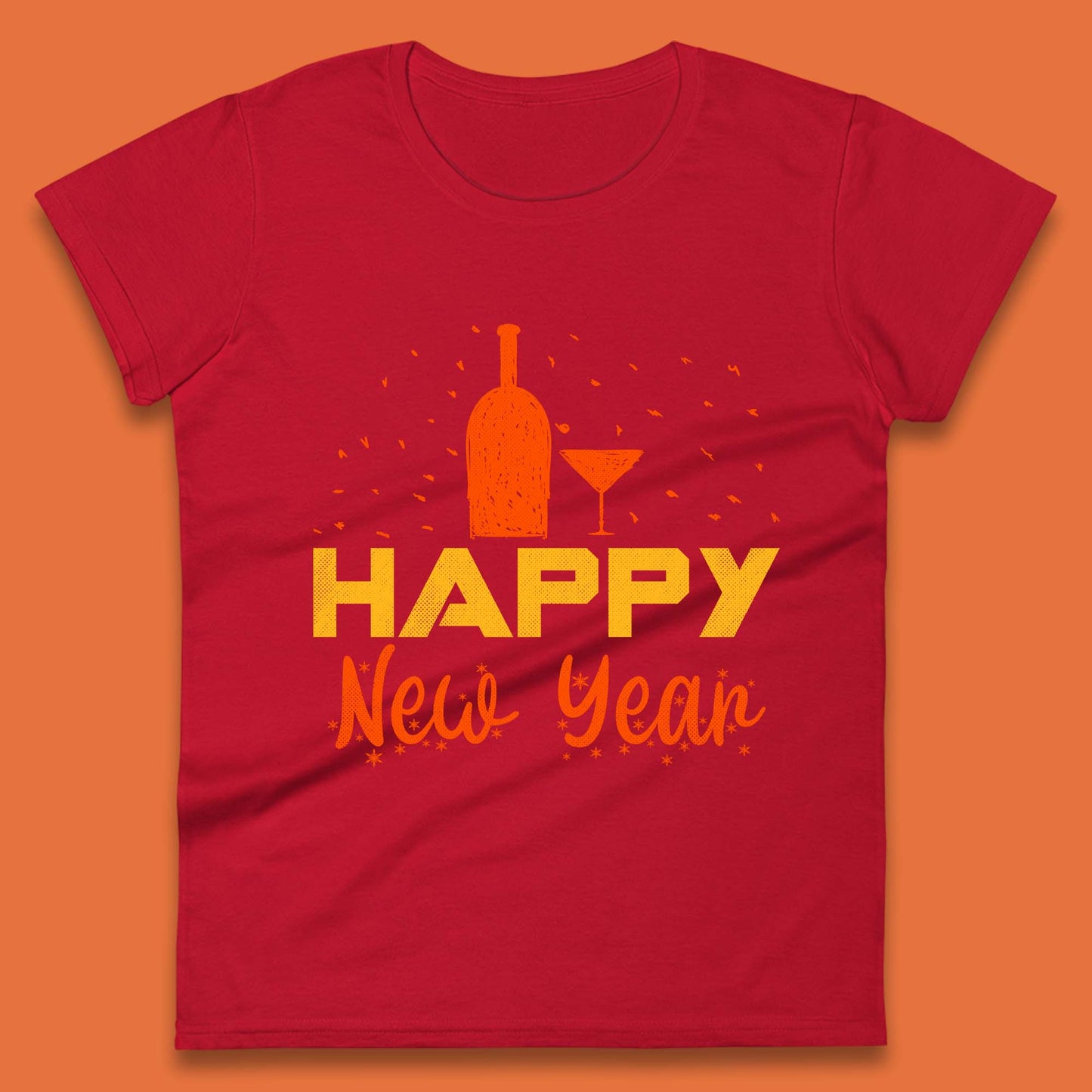 Happy New Year Wine Drinking Womens T-Shirt