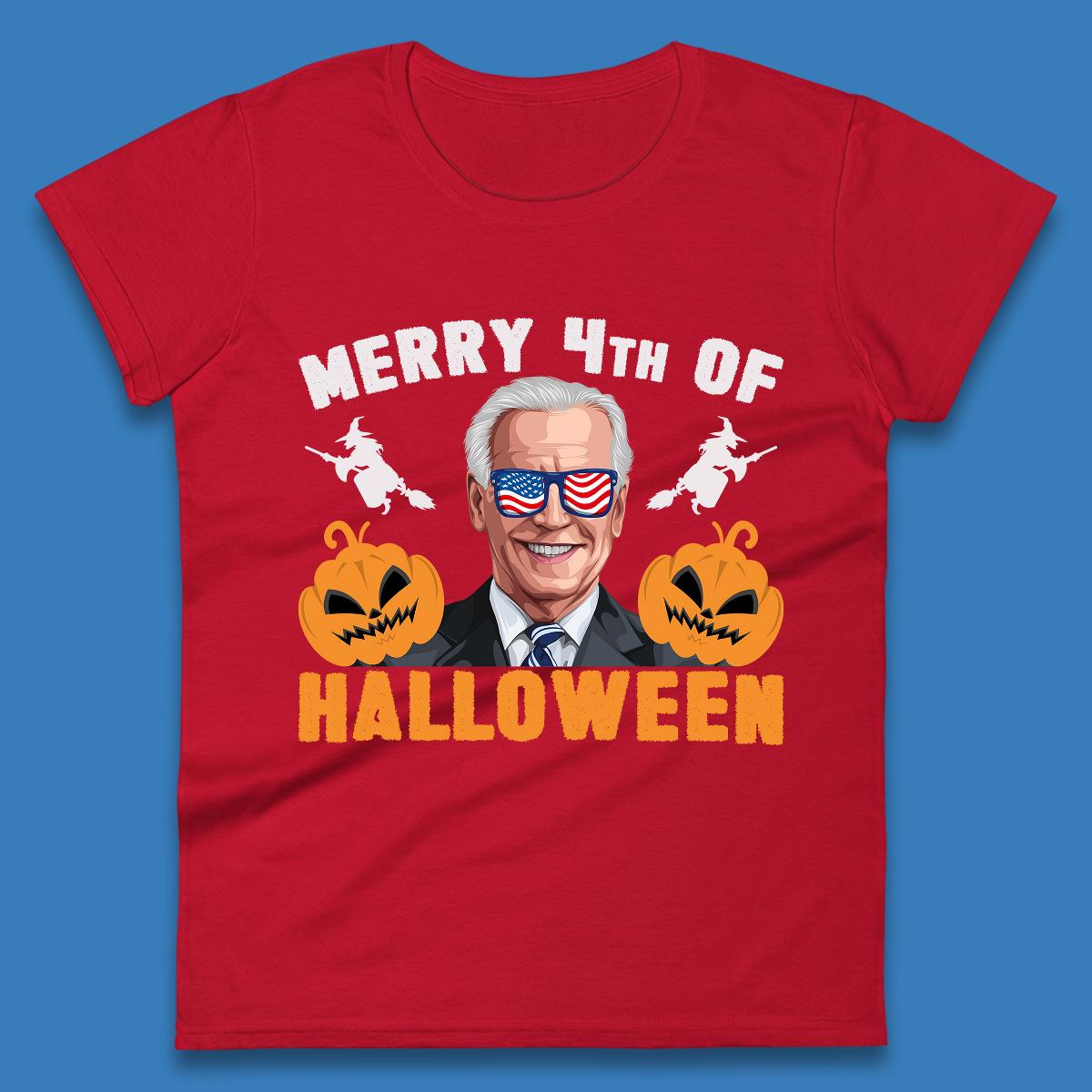 Merry 4th Of Halloween Funny Confused Joe Biden 4th Of July Womens Tee Top