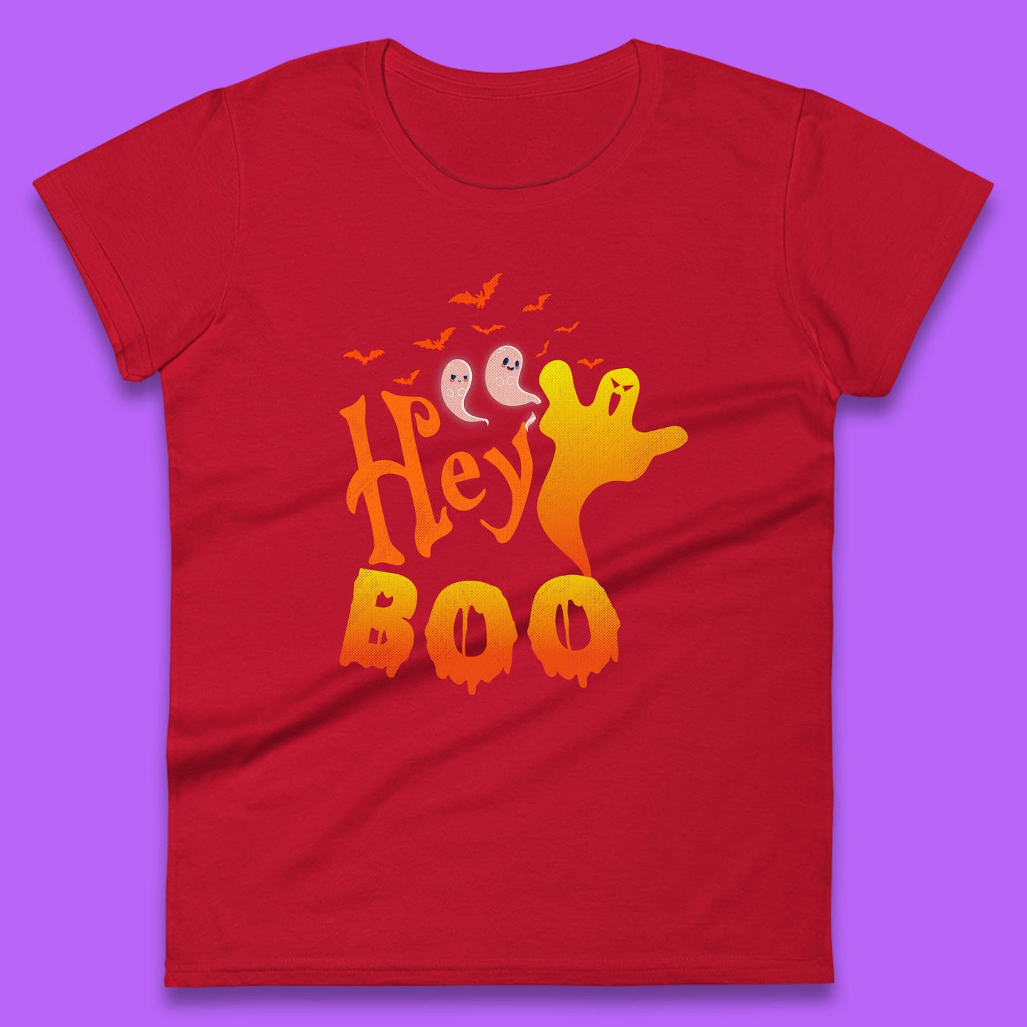 Whispers in the Moonlit Night Hey Boo Horror Scary Costume Halloween Boo Wear Womens Tee Top
