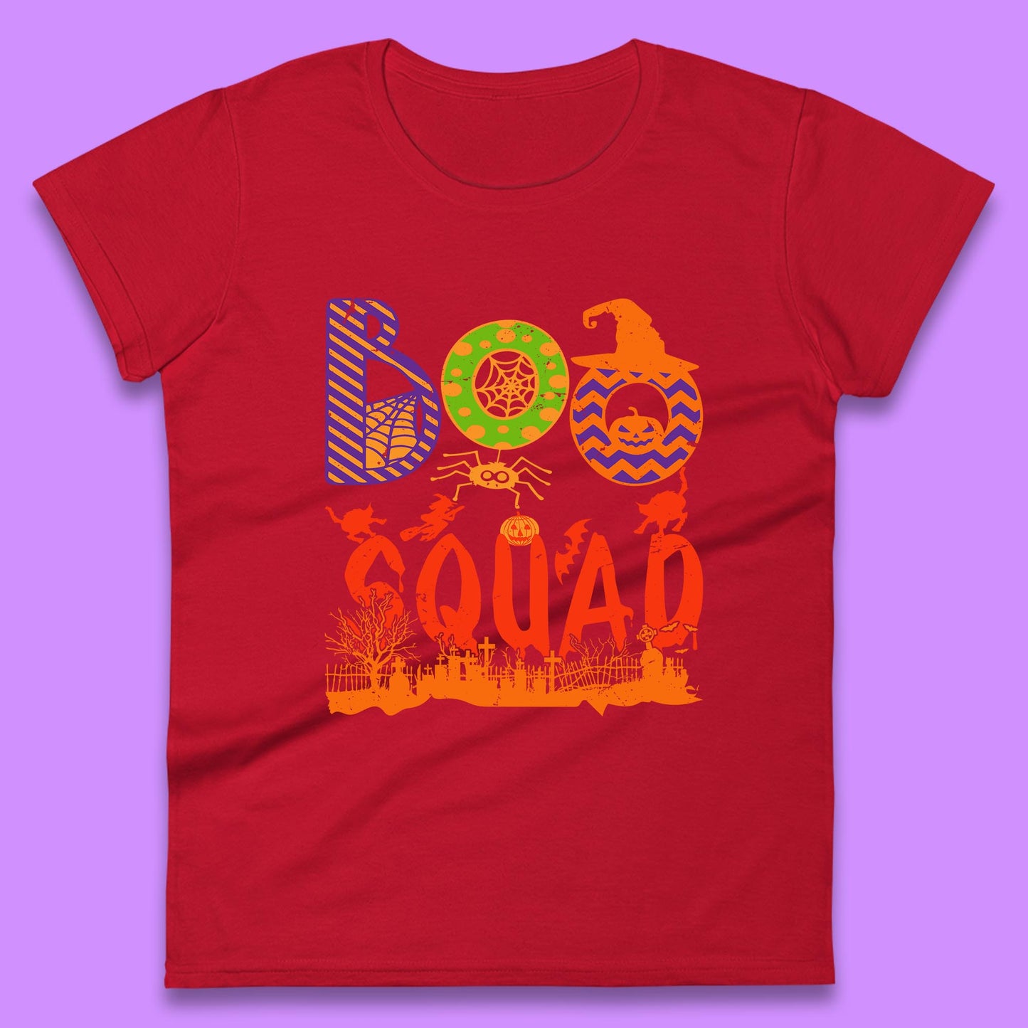 Boo Squad Halloween Matching Costume Horror Boo Crew Womens Tee Top