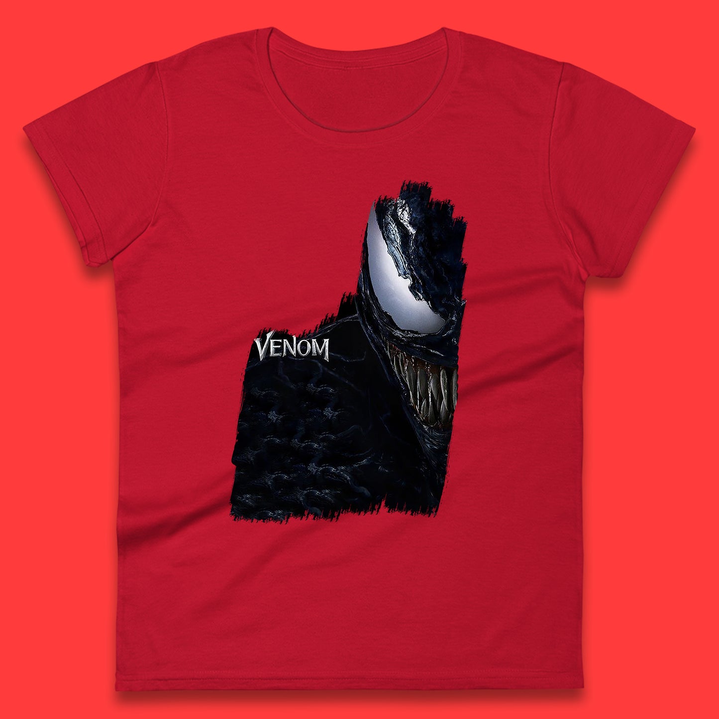 Angry Venom Amoled Half Face And Body Logo Marvel Avengers Superheros Movie Character Womens Tee Top