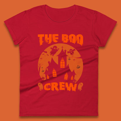 The Boo Crew Halloween Boo Squad Matching Costume Haunted House Horror Boo Ghost Womens Tee Top