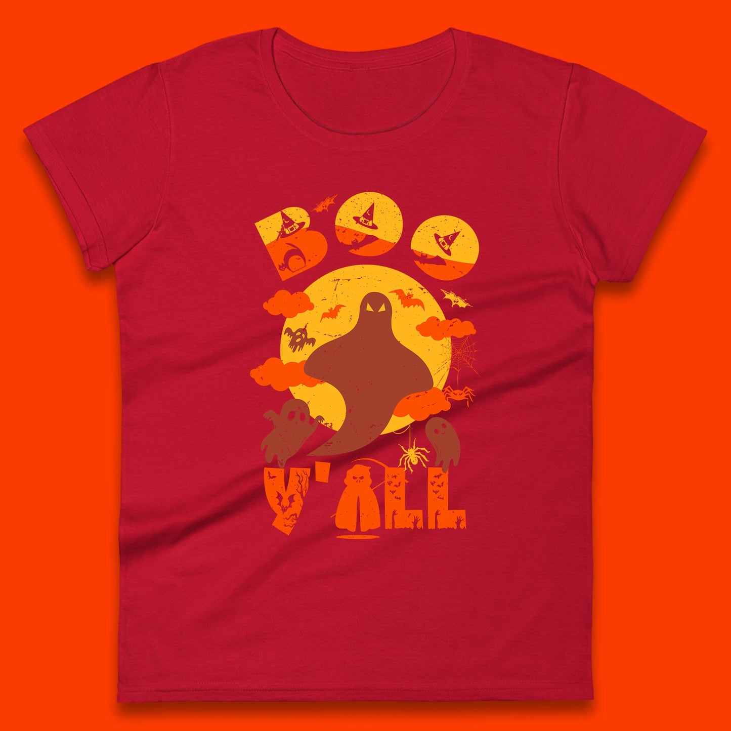 Halloween Boo Y'all Hey Boo Funny Spooky Halloween Party Womens Tee Top