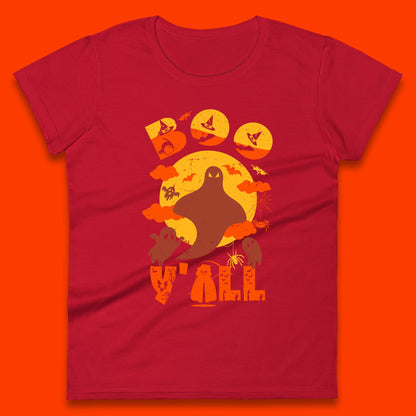 Halloween Boo Y'all Hey Boo Funny Spooky Halloween Party Womens Tee Top