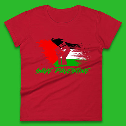 Save Palestine Freedom Protest Fist Palestine Flag Stand With Palestine Support Palestine Womens Tee Top