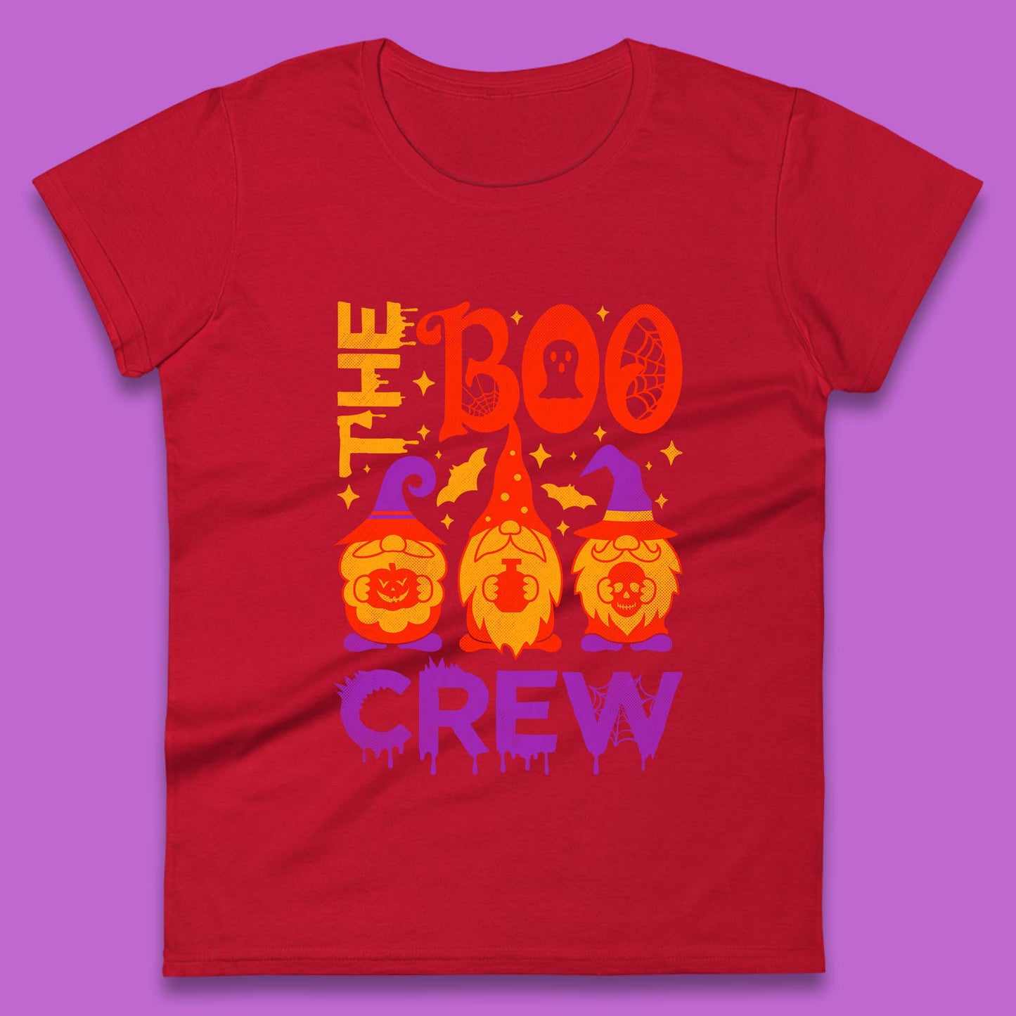 The Boo Crew Halloween Gnomes Squad Horror Scary Spooky Matching Costume Womens Tee Top