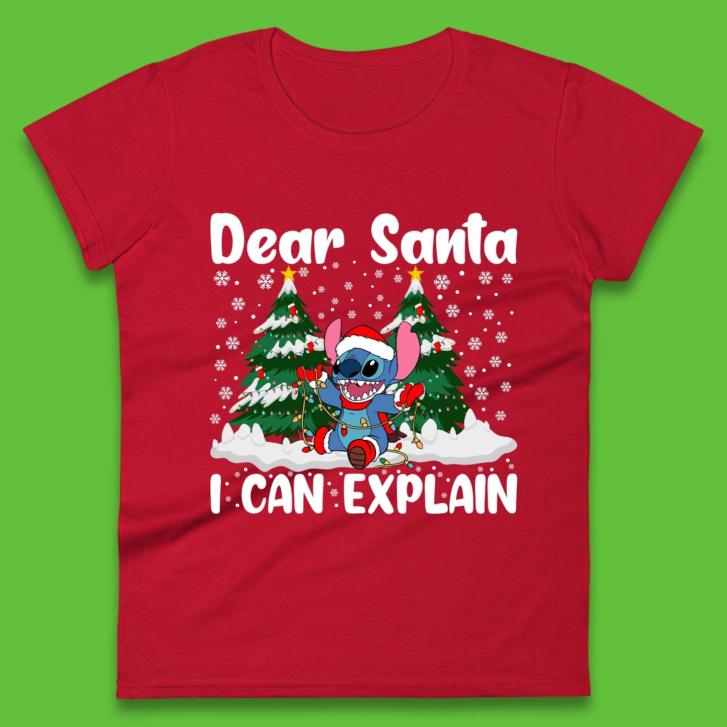 Santa Stitch Christmas Womens T-Shirt
