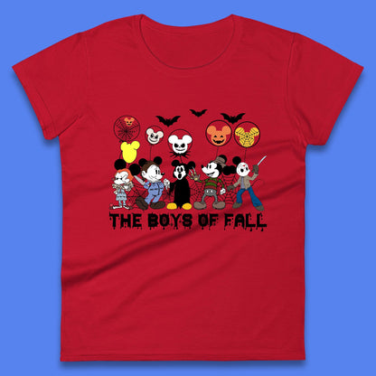 The Boys Of Fall Halloween Disney Mickey Mouse & Friends Horror Movie Characters Womens Tee Top
