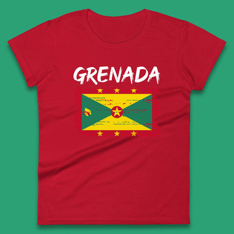 Grenada Flag Distressed Grenadian Heritage Country In The Caribbean Womens Tee Top