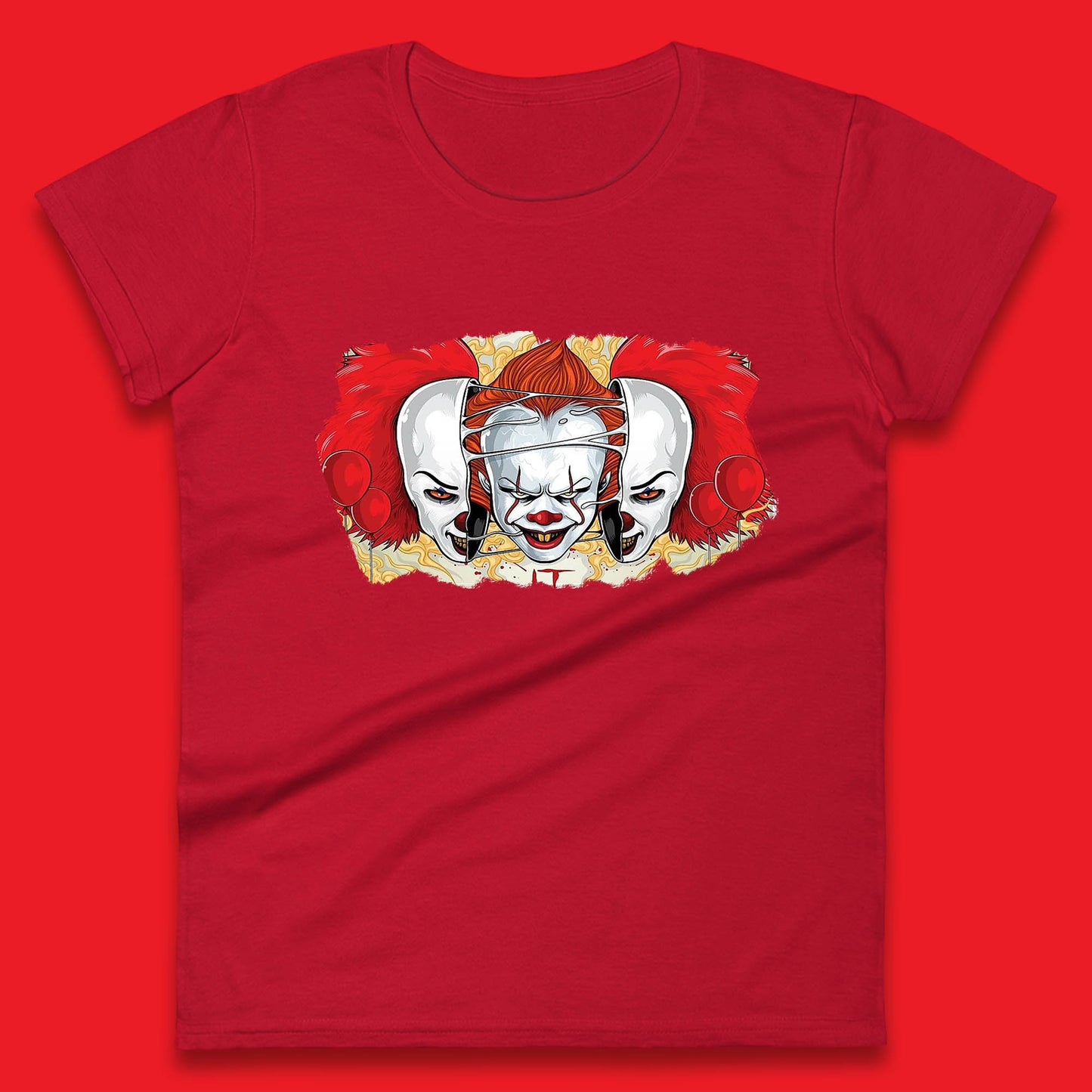 IT Pennywise Clown Halloween Horror Movie Character Evil Clown Costume Serial Killer Womens Tee Top