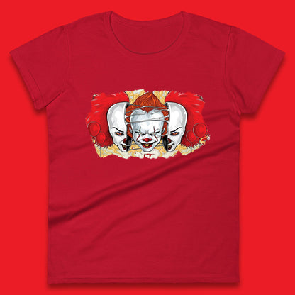 IT Pennywise Clown Halloween Horror Movie Character Evil Clown Costume Serial Killer Womens Tee Top