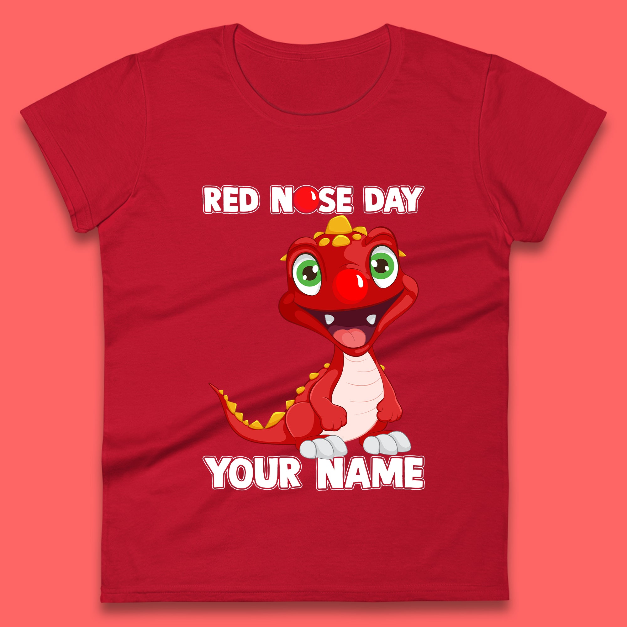 Personalised Red Nose Day Dragon Womens T-Shirt