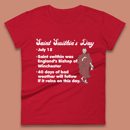 Saint Swithun's Day Swithun Weather Folklore Happy St. Swithin's Day Womens Tee Top