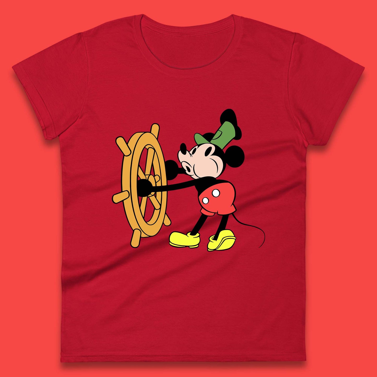 Classic Disney Mickey Mouse Steamboat Willie Disneyland Magic Kingdom Trip Womens Tee Top