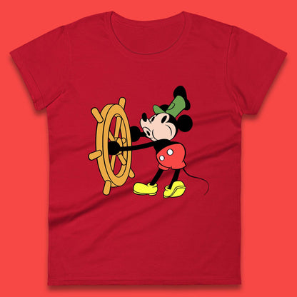 Classic Disney Mickey Mouse Steamboat Willie Disneyland Magic Kingdom Trip Womens Tee Top