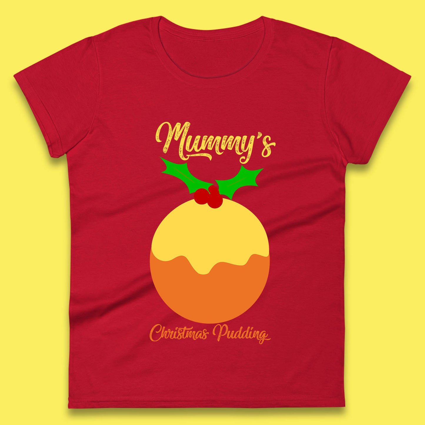 Mummy's Christmas Pudding Pregnancy Maternity Baby Shower Funny Xmas Womens Tee Top